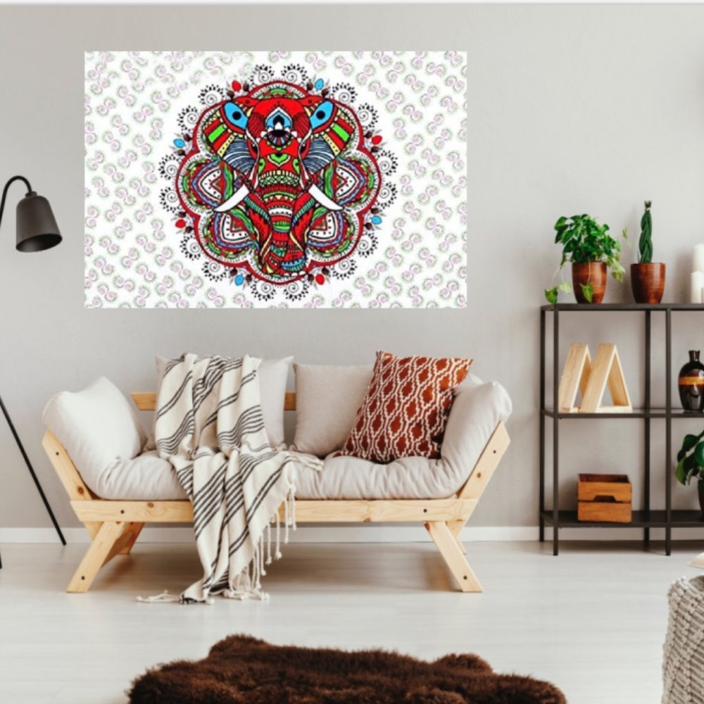 Vibrant Tapestry Colorful Boho Elephant Jungalow Style Wall Decor Bohemian NEW